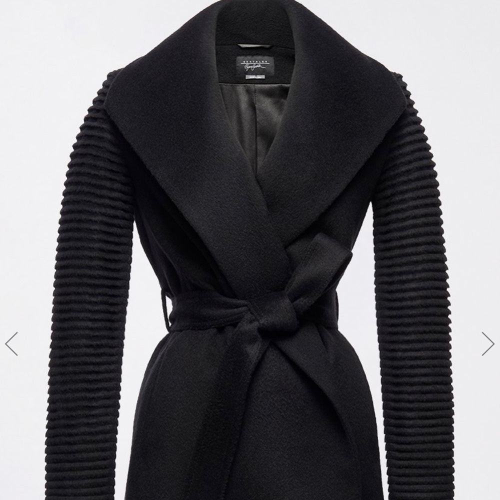 Sentaler Mid Length Wrap Coat Ribbed Sleeves S - Picture 3 of 6